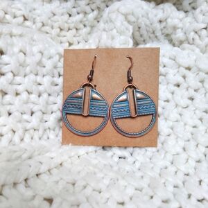 2 for $20! Boho Copper and Blue Geometric Earrings